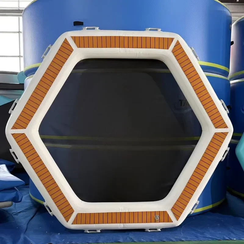 Drop Stitch Inflatable Water Hammock Pool Deck Hexagon Floating Lounge Dock Sunchill Float Ring Tanning Pool