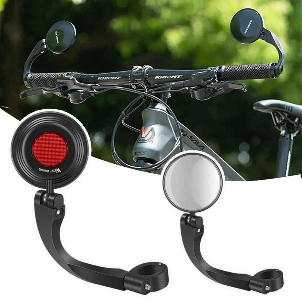 HD Bike Rear View Mirror Wide Angle Folding Handlebar Looking Glass with Reflective 360° Adjustable View Mirrors Mountain Road