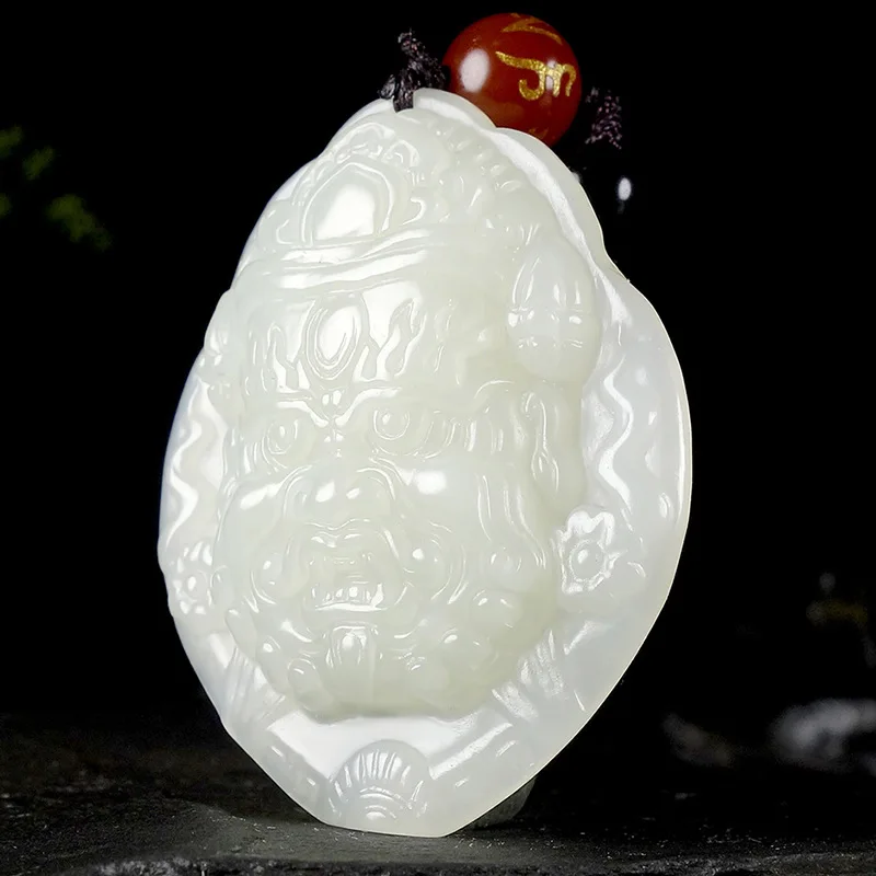 

Ювелирные изделия из натурального нефрита Хэтянь, белый нефрит, нефритовый кулон «Бог богатства» для мужчин и женщин