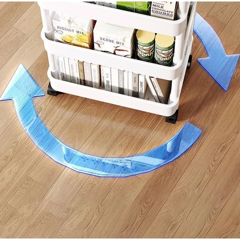 عربة دوارة متعددة الاستخدامات مكونة من 3 طبقات مع مقابض معززة، مثالية للمطبخ والحمام وغرفة الحرف اليدوية، متعددة الاستخدامات للحضانة #4