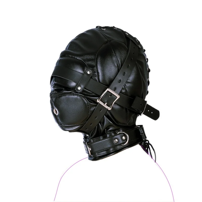 Couvre-tête de jeu de rôle, Costumes unisexes pour femmes et hommes, masque facial de Cosplay pour fête d'halloween, masques complets de Bondage en cuir PU Sexy