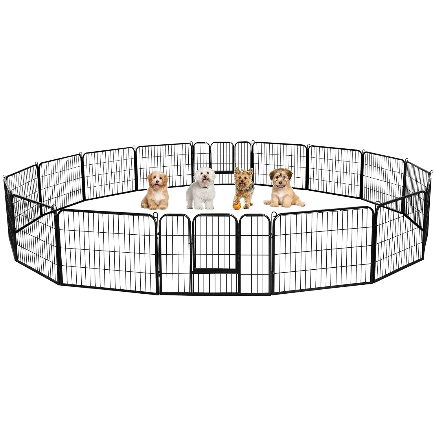 16-Panel Extra Wide Pet Playpen W/Door For Indoor & Outdoor Use, 24