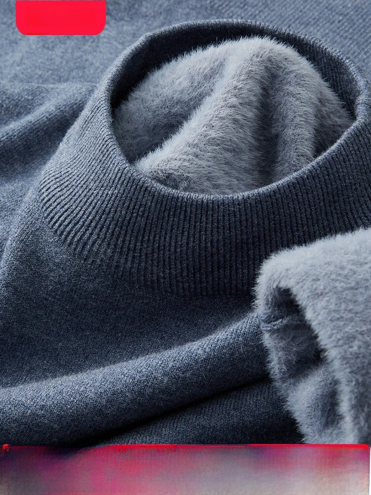 

Мужской вязаный свитер Thiened с высоким воротником, цельный, зимний, теплый, облегающий, базовый слой, шерстяной, молодежный, повседневный