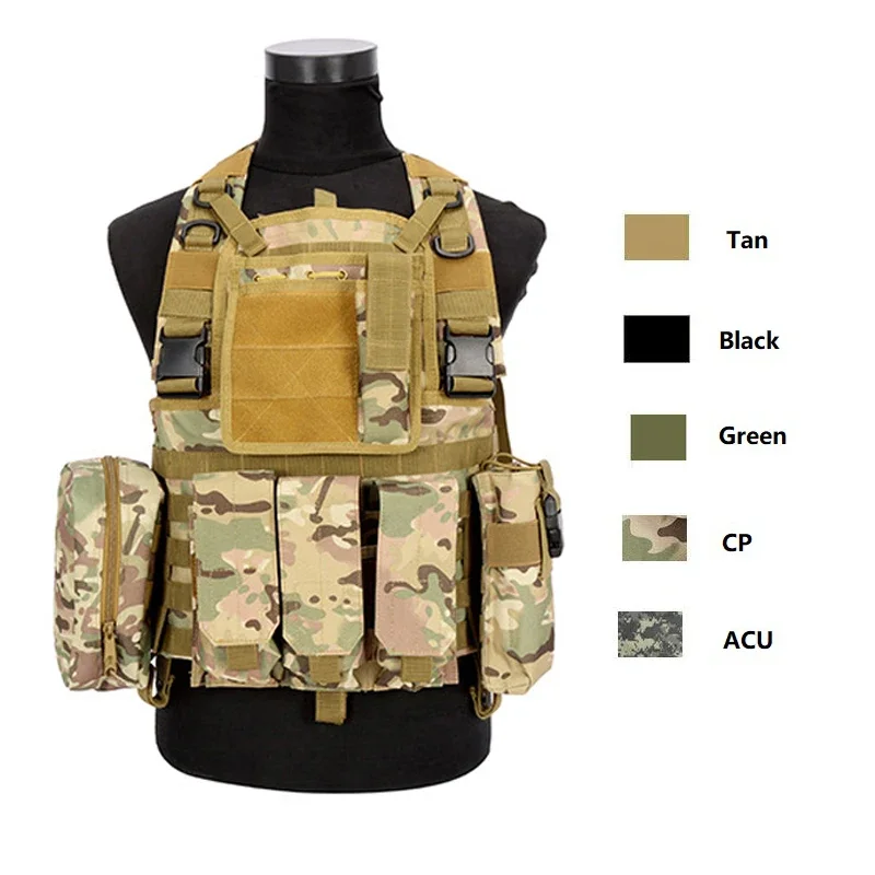 USMC Tactical Combat Molle TMC RRV Chest Rig  Colete Tatico Paintball Harness Airsoft Vest W Canteen Rifle Mag Pouch Multicam