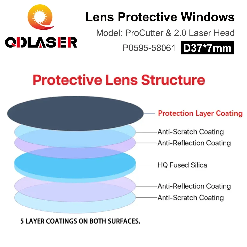 PRECITEC Lens Protective Windows D37x7 P0595-58601 Original Lenses for Fiber Laser ProCutter /2.0 Head 30KW Optical Silica Glass