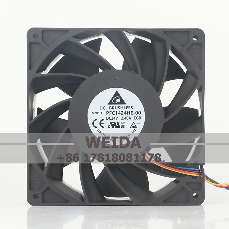 

Original Delta PFC1424HE-00 DC24V 2.40A 14CM14038 double-bearing industrial frequency converter violent cooling fan 140*140*38MM