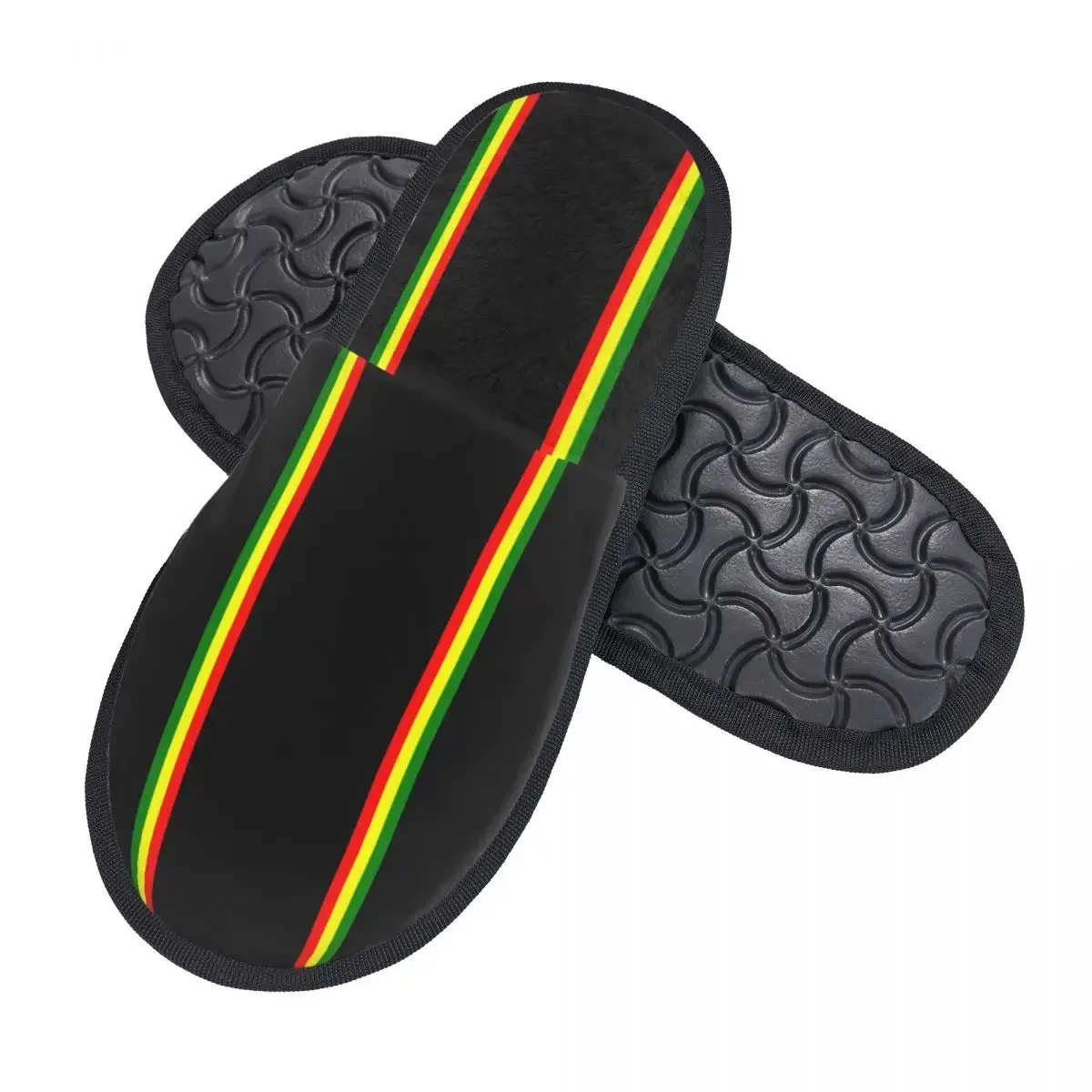 Custom Rasta Stripe Rasta Color Memory Foam Slippers Women Comfy Warm Jamaican House Slippers