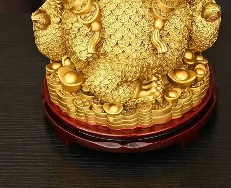 Feng Shui Lucky Copper Gold Toad Ornament Home Office Opening Three-legged Toad Decor