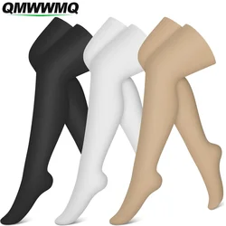 1Pair 20-30 mmHg Compression Stockings for Women & Men, Thigh High Socks Graduated Support for Varicose Veins, Edema, Flight