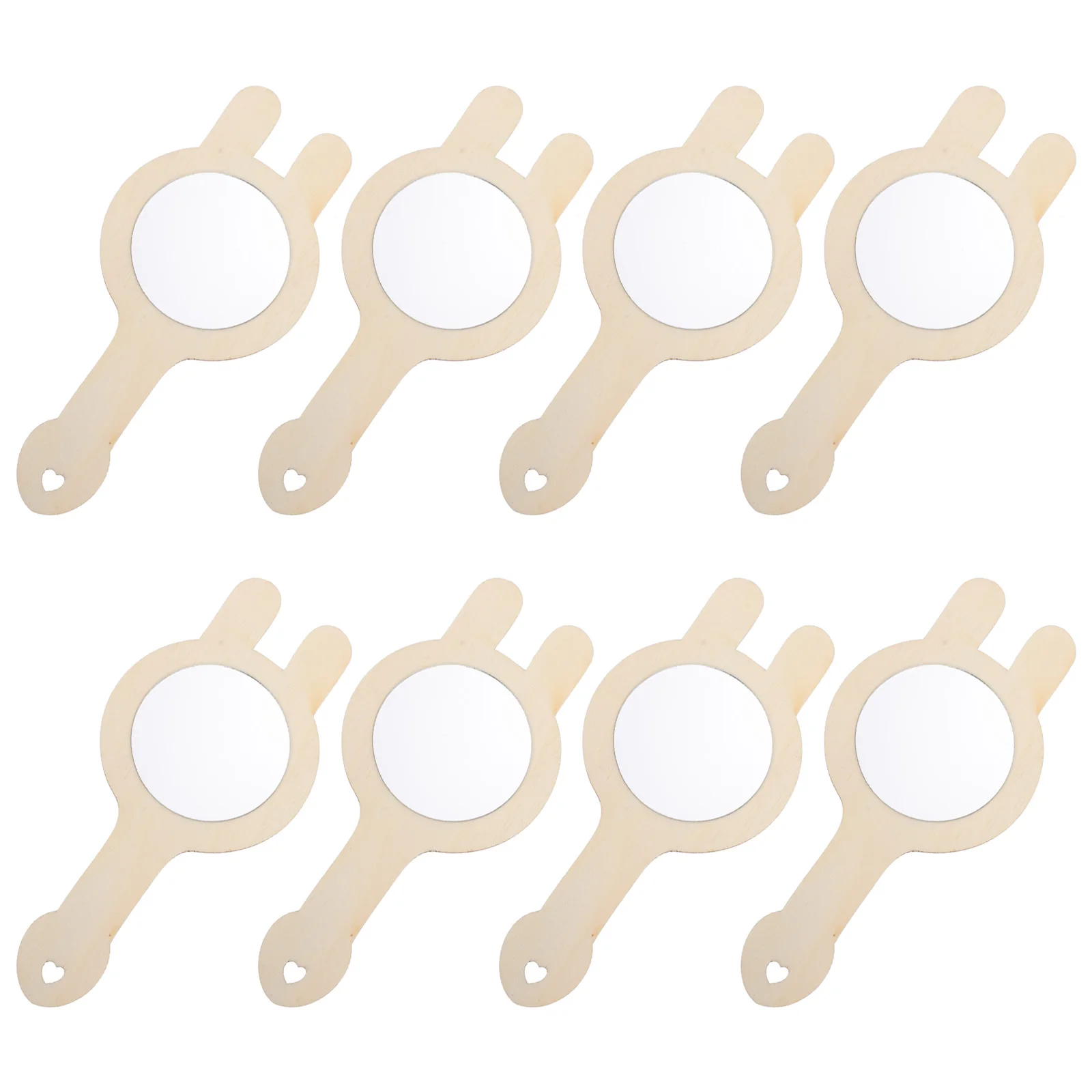 8 قطعة المرايا الخشبية المحمولة لتقوم بها بنفسك مرآة خشبية غير مكتملة الفنون الحرف الاطفال ملحق منضدة الزينة عرض مرآة خشبية #4