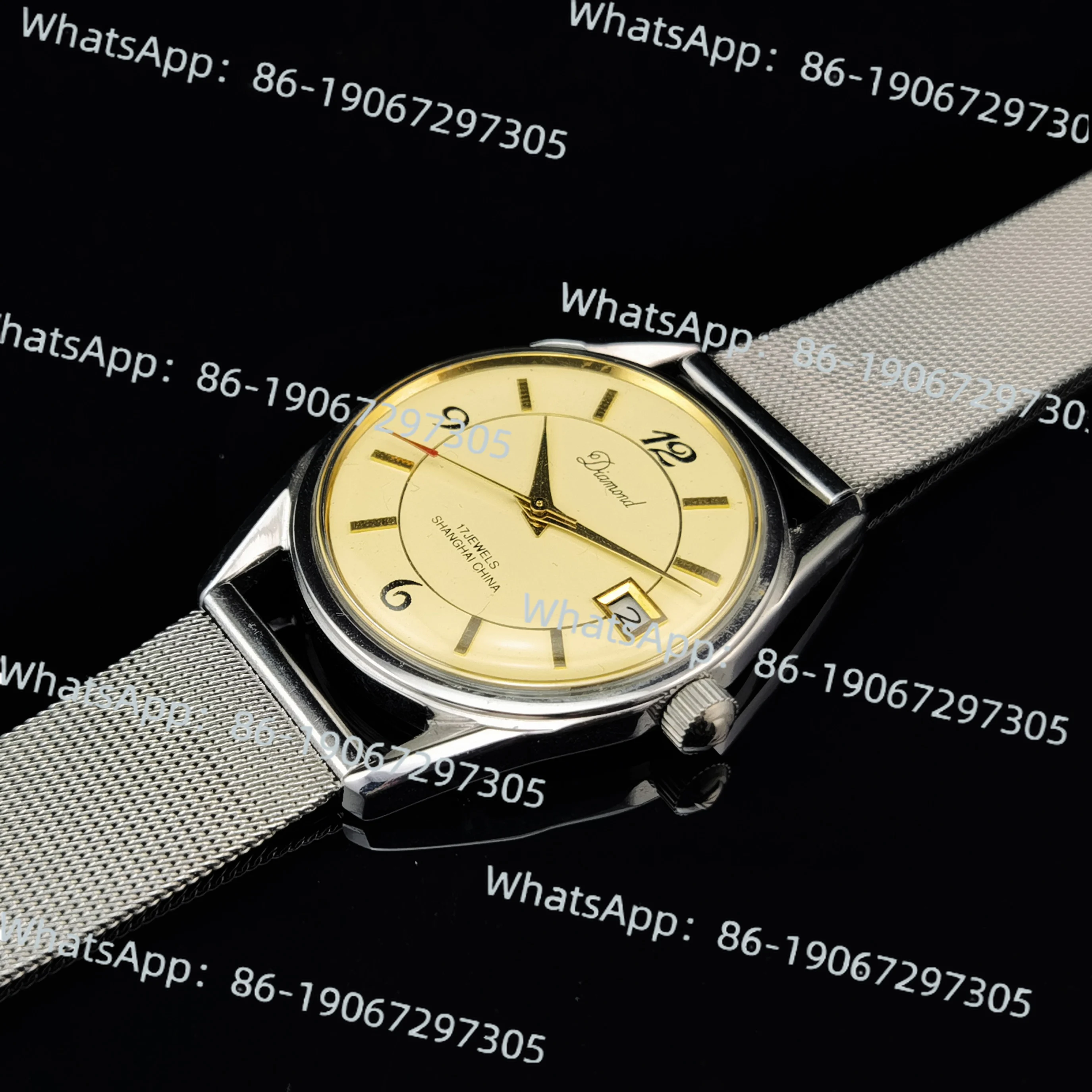 

Shanghai Diamond Brand Mechanical Men's Watch Manual Winding Retro 17 Diamond Core