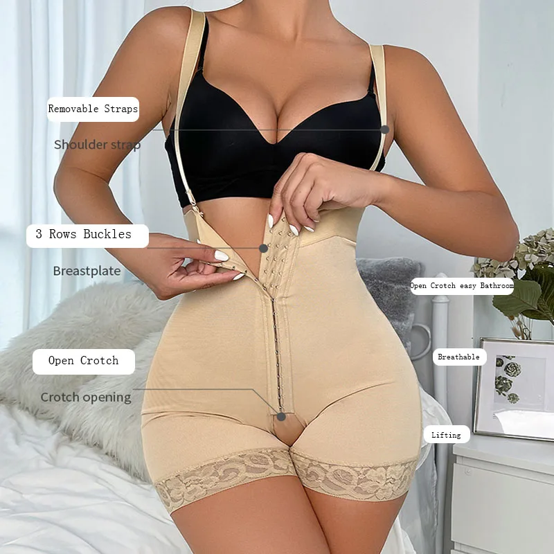 GUUDIA Open Bust Bodysuits Tummy Control Panties with Removable Straps High Waist Shaper Panties Open Crotch Women Shapewear