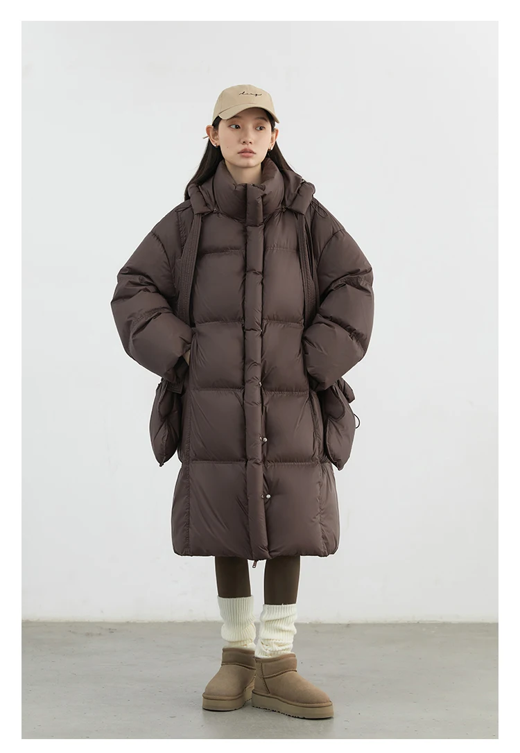 CHIC VEN New Women Down Coats Solid Loose Casual Hooded Down Jacket Female Soft 90 White Duck Down Coat Thick Autumn Winter 2024