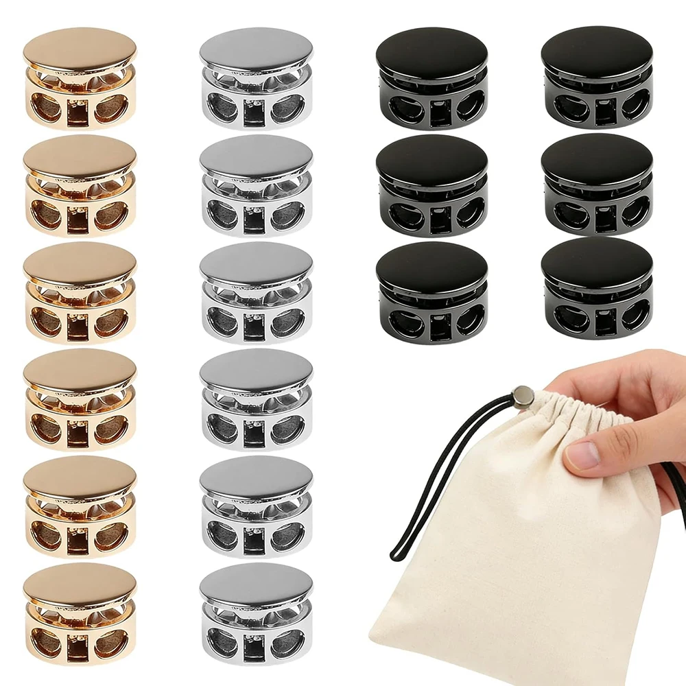 

10pcs Metal Cord Locks 5mm Double Hole Spring Stopper Fastener Slider Toggles End for Drawstrings Bags Backpack Clothing Lanyard