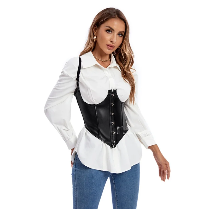 Sexy women's uniforms, seductive lingerie straps, adjustable SM waist and chest support, exposed chest