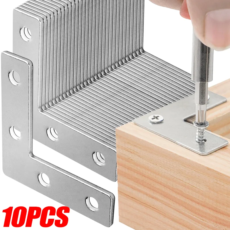 L Shape Corner Bracket L Right Angle Braces Wooden Frames Connector Fixing Furniture Repair Metal Brackets for Table Cabinets