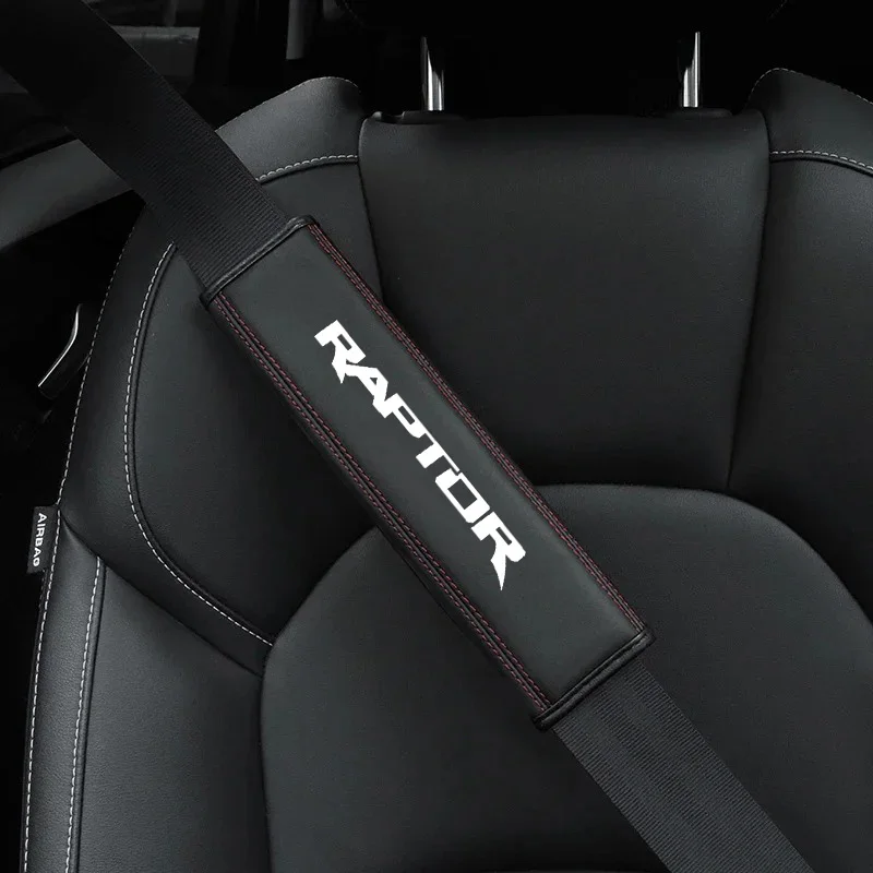 2pcs Car seat belt Nappa leather Shoulder Protector Safety Belt For Ford Raptor F150 2019 2020 2021 2022 2023 car accessories