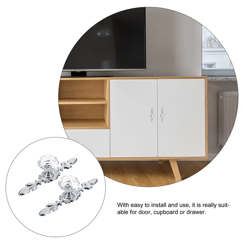 6개 크리스탈 도어 핸들 모던 메탈 서랍 손잡이 옷장 캐비닛 드레서 손잡이 교체용 홈 액세서리