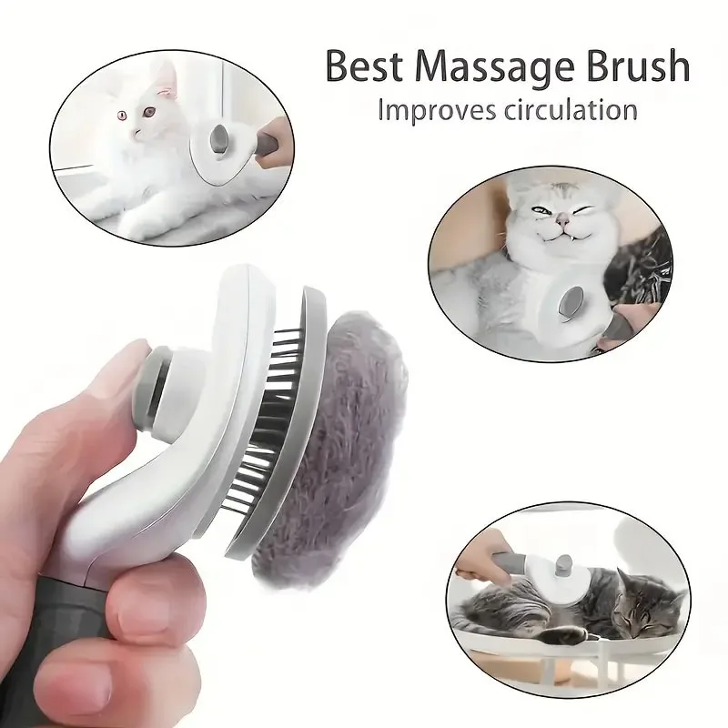 1PC Detangling Comb Plastic Handle Pet Comb Cleaning Products Stainless Steel Brush One Touch Detangling Comb Dog Comb