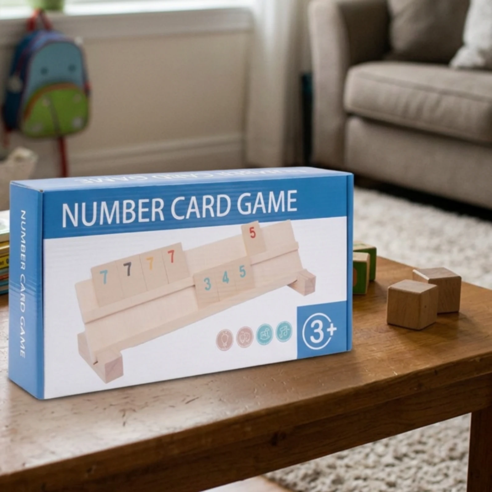 Number Flip Tile Game Tabletop Wooden Game with Sand Timer Toy Natural Wood Screen-Non-Digital for Children, Classroom
