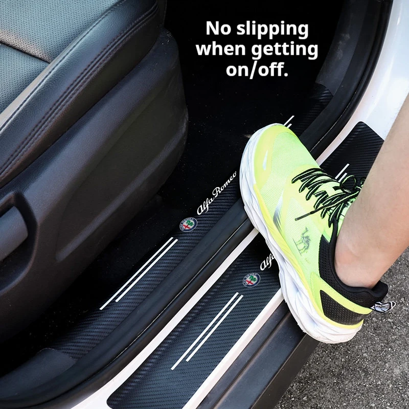 1/4/5Pcs Car Door Sill Scuff Plate Decor Carbon Fiber Stickers For Alfa Romeo 4C 159 Spider Giulia Giulietta 156 Tonale Mito 147