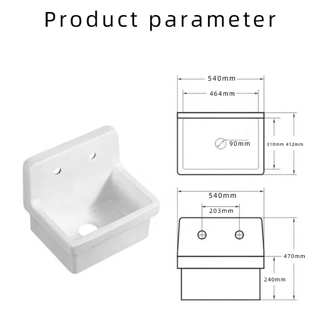 Handmade ceramic equal single bowl kitchen farmhouse apron front sink with two faucet holes