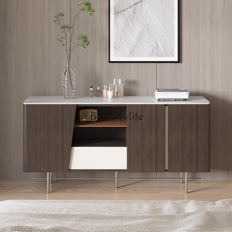 

Italian minimalist side cabinet, modern minimalist light luxury living room, household wall storage, high-end door cabinet