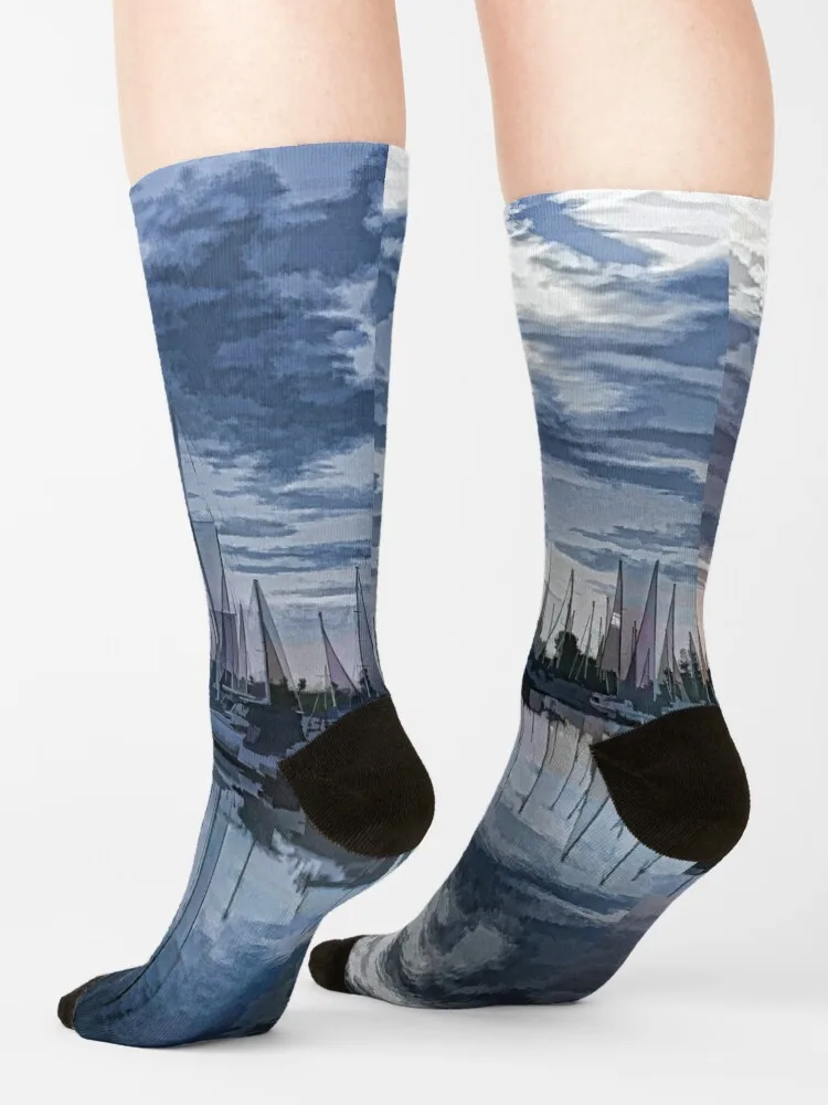 Sailboat Summer Impressions Socks new in's men cotton high quality Heating sock Stockings Socks For Men Women's