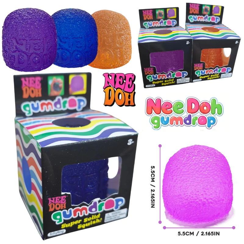 Schylling Nee Doh Mini Candy Toy NeeDoh Gumdrop Weiches Sensorisches Fidget-Spielzeug Stressabbau-Quetschball Überraschungsbox