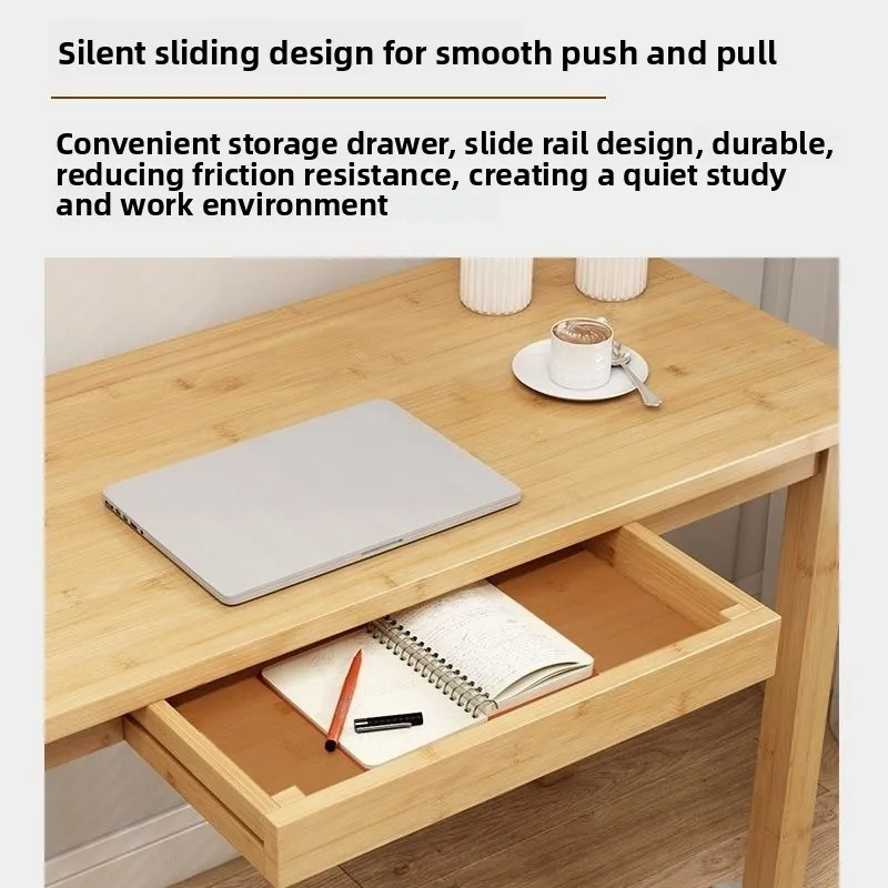 Nordic Scandinavian Low Study Table Multi-Function Bamboo Wooden Desk with Storage Drawer for Dormitory Living Room