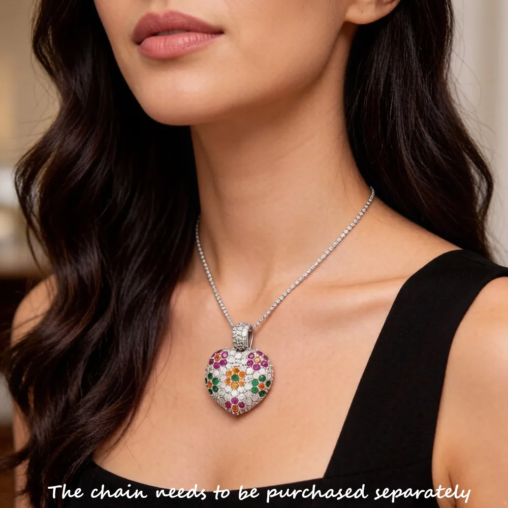 Pendant Flower Heart Brand 925 Sterling Silver Glam Jewelry Europe Accessorie Soul Gift For Women