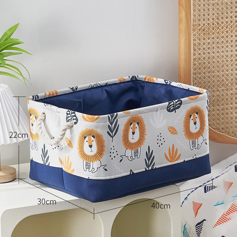 Large Cartoon Lion Laundry Basket Canvas Foldabe Laundry Hamper Kids Storage Bins for Toys,Clothes Baby Nursery Room Organizer