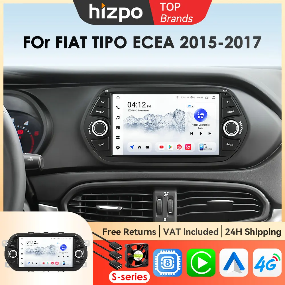 Hizpo 7 "Radio de voiture Bluetooth pour FIAT TIPO EGEA 2015 - 2017 lecteur vidéo multimédia stéréo GPS 4G CarPlay 2Din Android Auto DSP