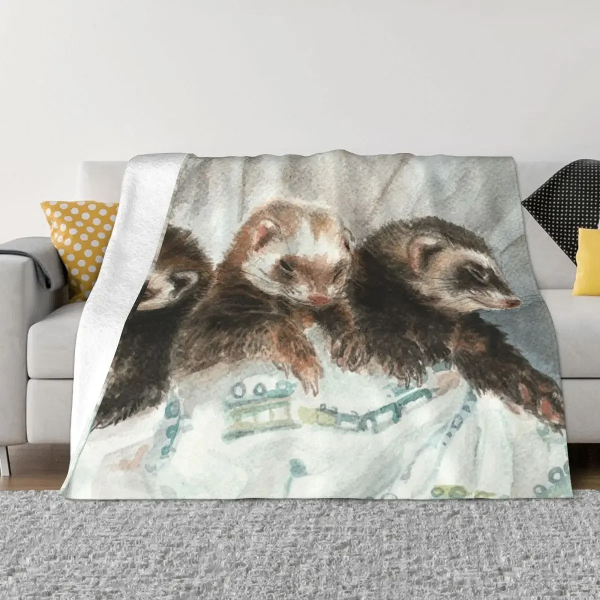 Lovely ferrets Throw Blanket fluffy Sleeping Bag Blankets