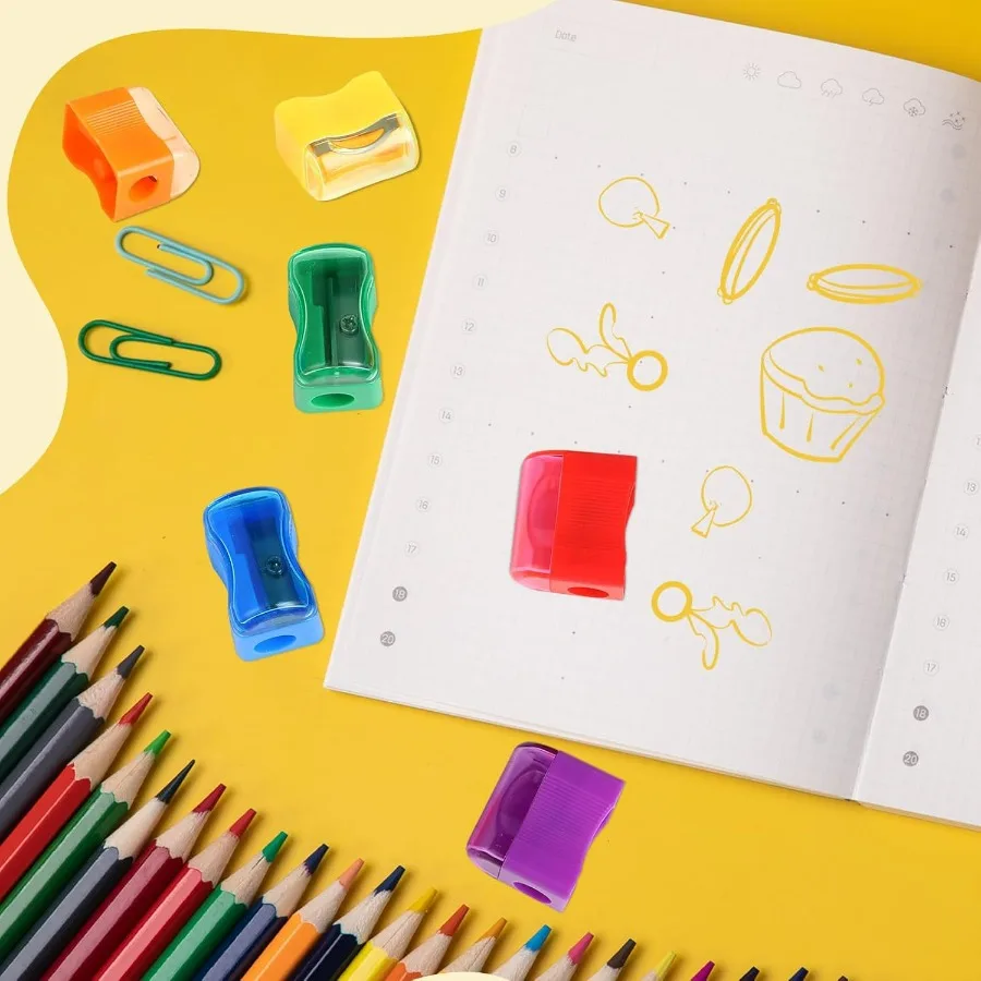 72 قطعة من مبراة أقلام الرصاص البلاستيكية المصغرة بألوان متنوعة مع أغطية لمستلزمات المدرسة والفصول الدراسية المدمجة #5