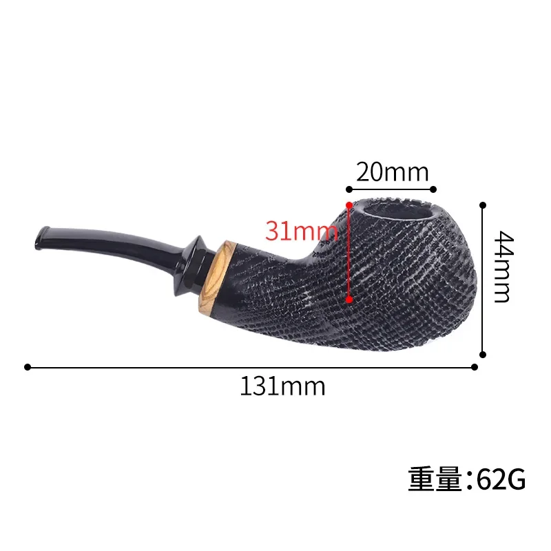 Handmade Smoking Pipe with A Retro Gentleman Bent Handle, Made From Black Oak Wood and Featuring A 3mm Filter Cut.