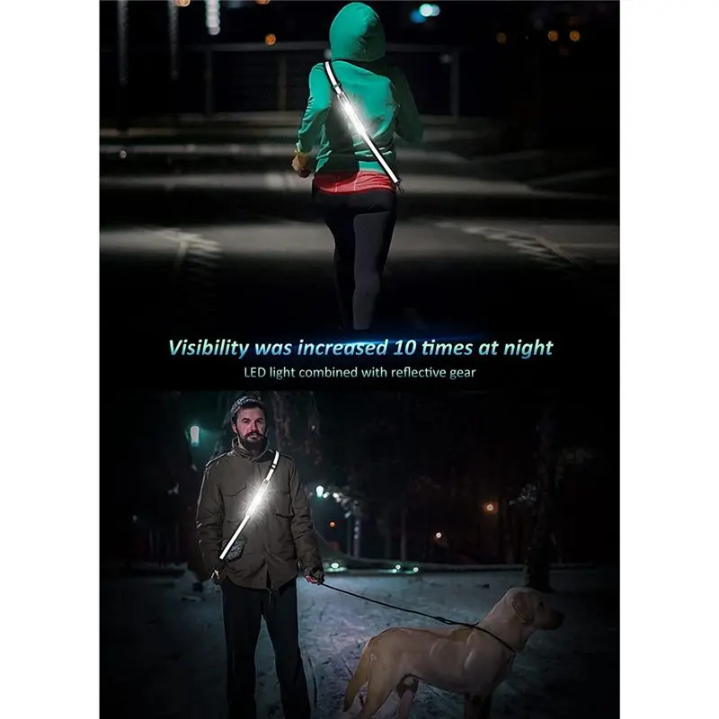 B92B-LED Reflective Belt Walking Gear,Safety Light For Walkers At Night,Safety Rechargeable Reflective Running Gear