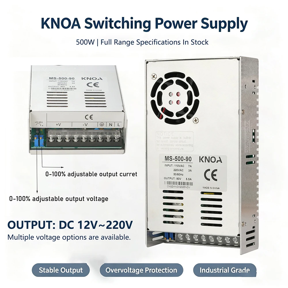 Adjustable Switching Power Supply 500W 110V 220V AC To DC 12V 15V 24V 36V 48V 60V 72V 85V 150V 200V LED CCTV Transformers SMPS