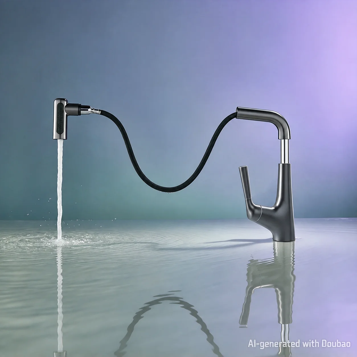 Modern Gold Bathroom Faucet Pull Out Height Adjustable Hot Cold Basin Mixer Tap 360° Swivel for Vanity Sink
