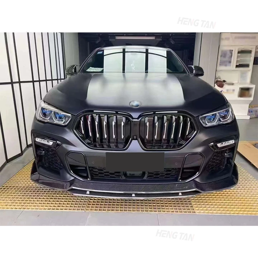 Carbon Fiber Car Front Bumper Splitter Front Lip Chin Spoiler Diffuser For BMW X6 G06 2019-2023 Parts Upgrade Body kit