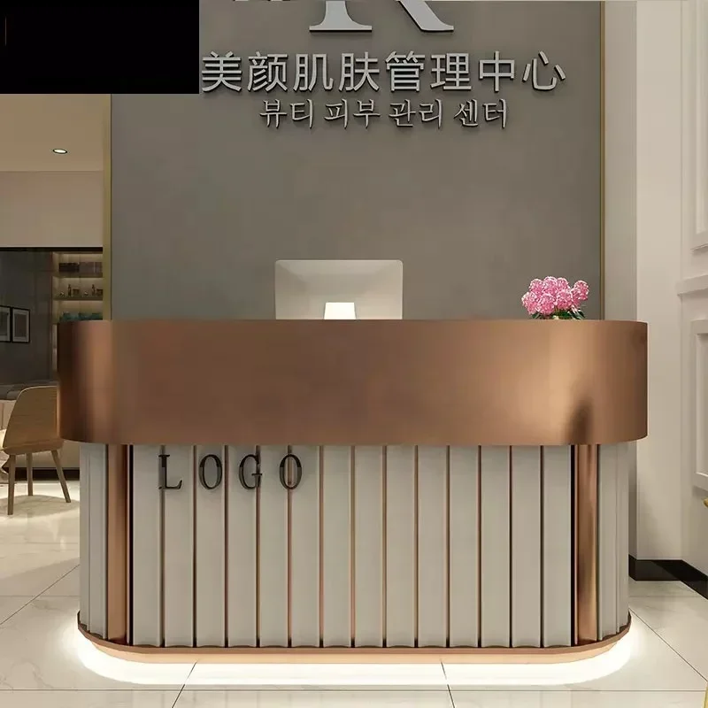 

#s FashionableModern Cash Table Register Wooden Counter Cashier Desk Store Boutique Gold Checkout Counters Reception Desks for S