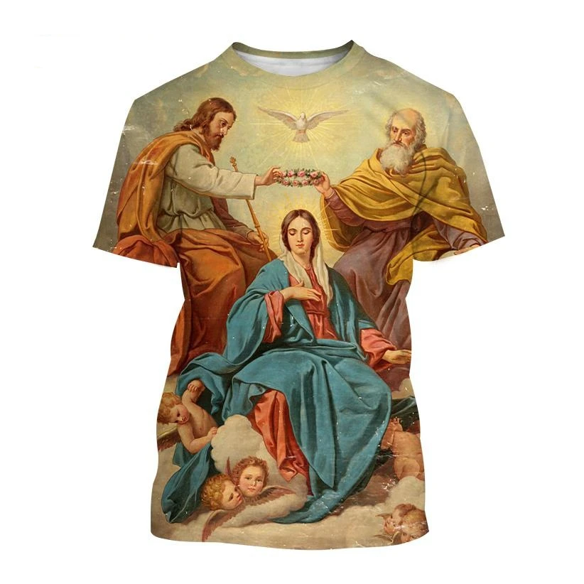 

3D God Jesus Print T Shirt For Men Loves Everone Christian T-Shirts Casual O-neck Short Sleeve Tops Summer Unisex Loose Pullover