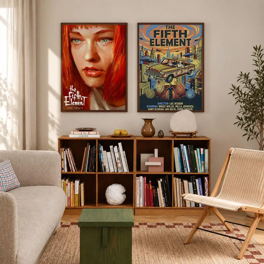 Sci-Fi Movie The Fifth Element Poster Self-adhesive Waterproof Paper Sticker Art Coffee House Bar Room Wall Decor