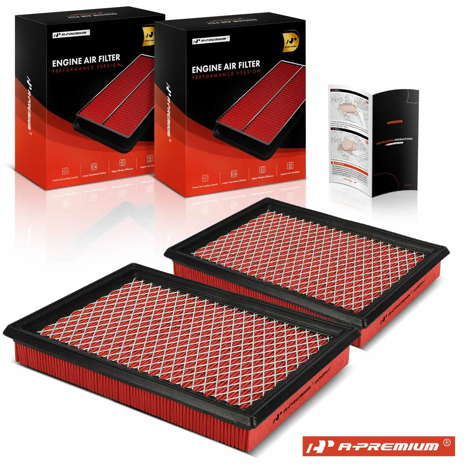 A-Premium 2pcs High Performance Engine Air Filter for Nissan Rogue 2008-2013 Sentra 2007-2019 Juke Infiniti Q50 2016-2024 Q60