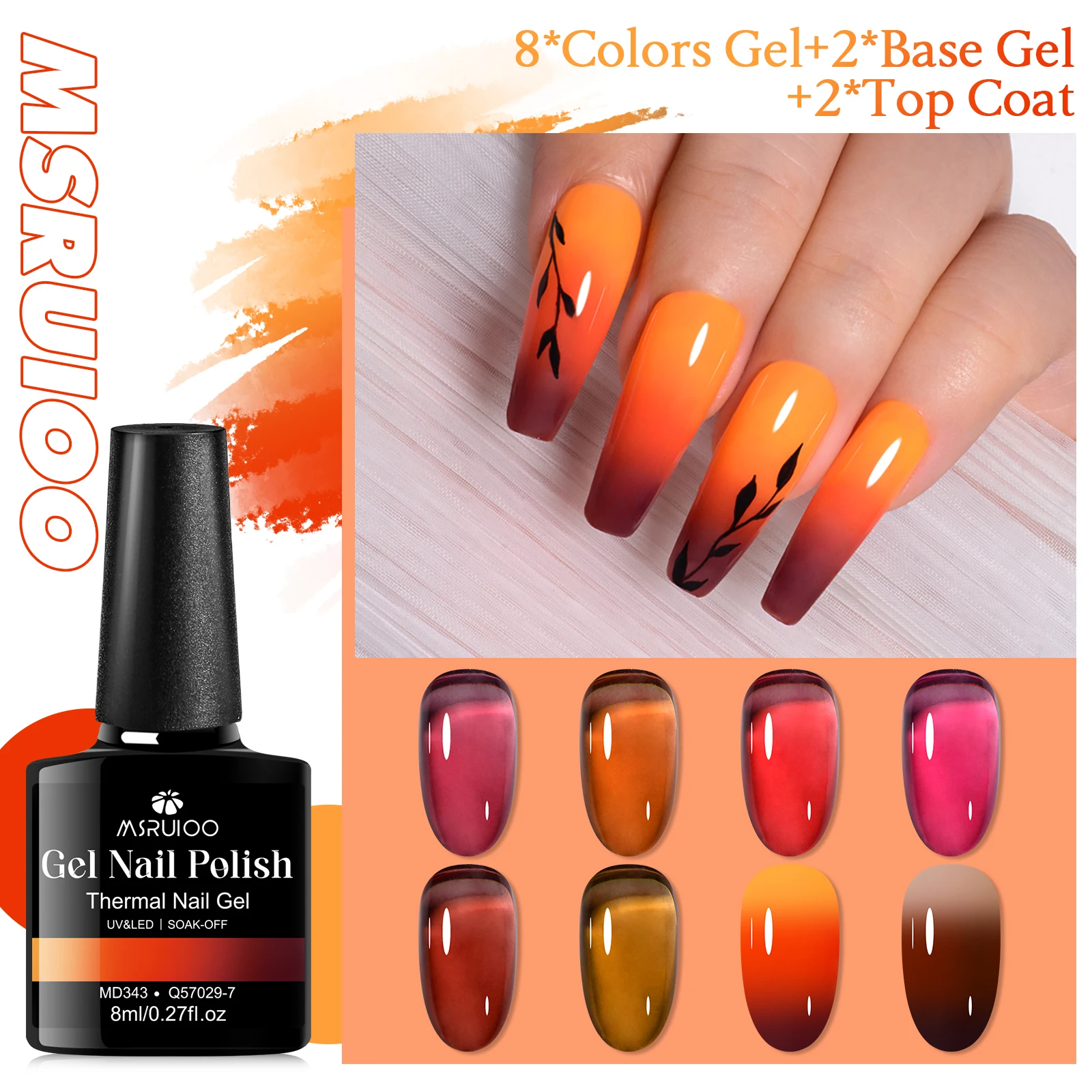 12 pièces gelée et vernis à ongles Gel thermique ensemble Base Gel Top Cpat UV LED fournitures d'art des ongles Vernis pour manucure bricolage conception longue durée