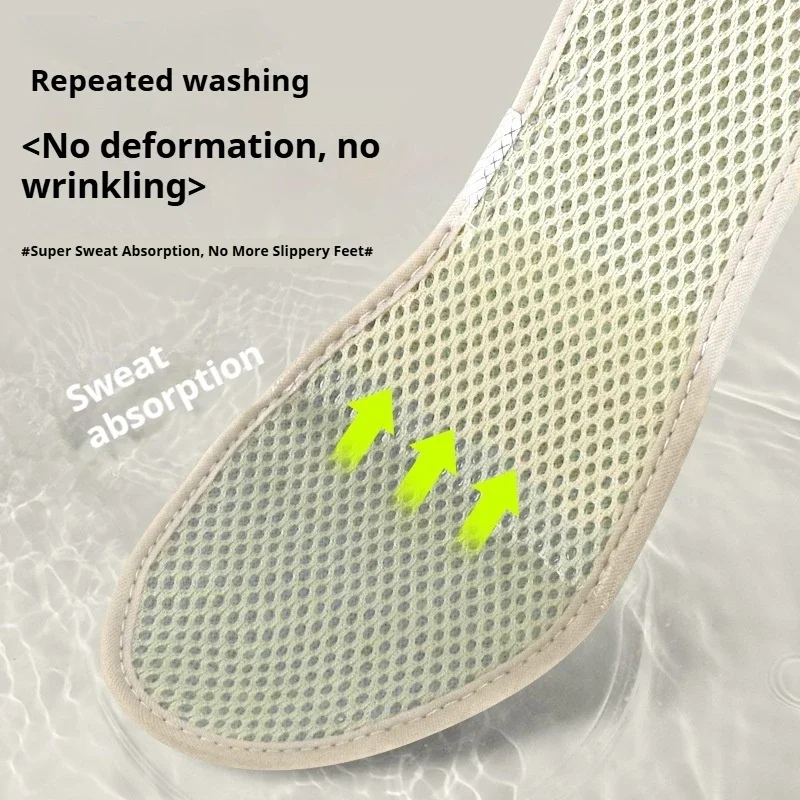 Mugwort Deodorizing Shoe Insoles with 3D Mesh Breathable Sweat Absorbing and Anti Slip Washable Pads for Fresh Feet 1Pair/2Pairs