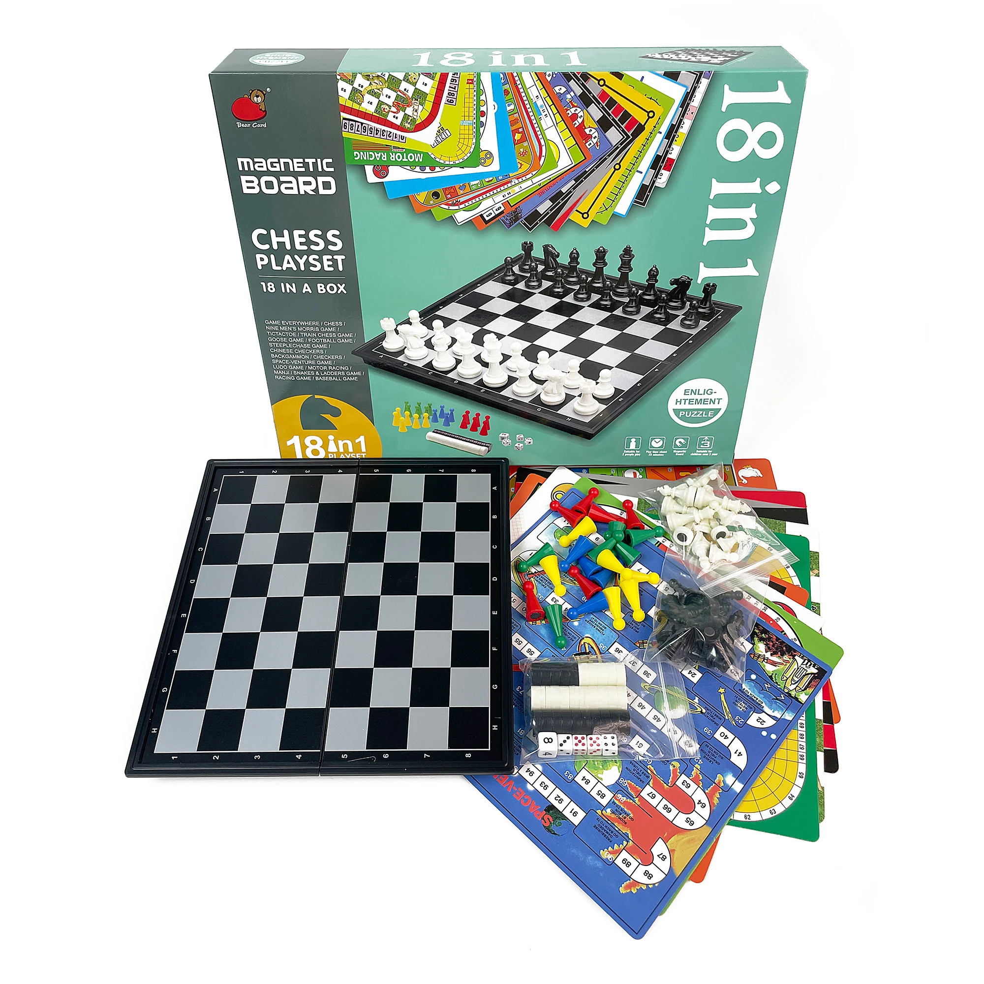 

18 in 1 Foldable Magnetic Board Game Set Portable Plastic Tabletop Travel Outdoor Classic Family Game Collection