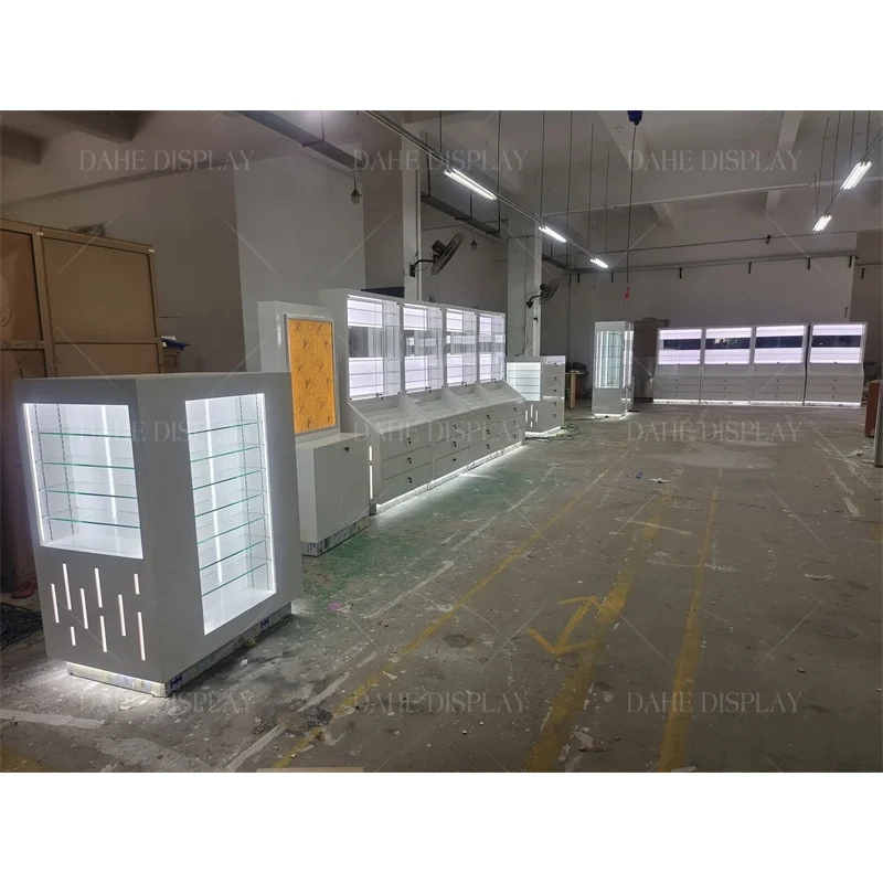 custom.Sunglass Flexible Sunglasses Display Rack Stand Glasses Store with Mirror Including Glass Sliding