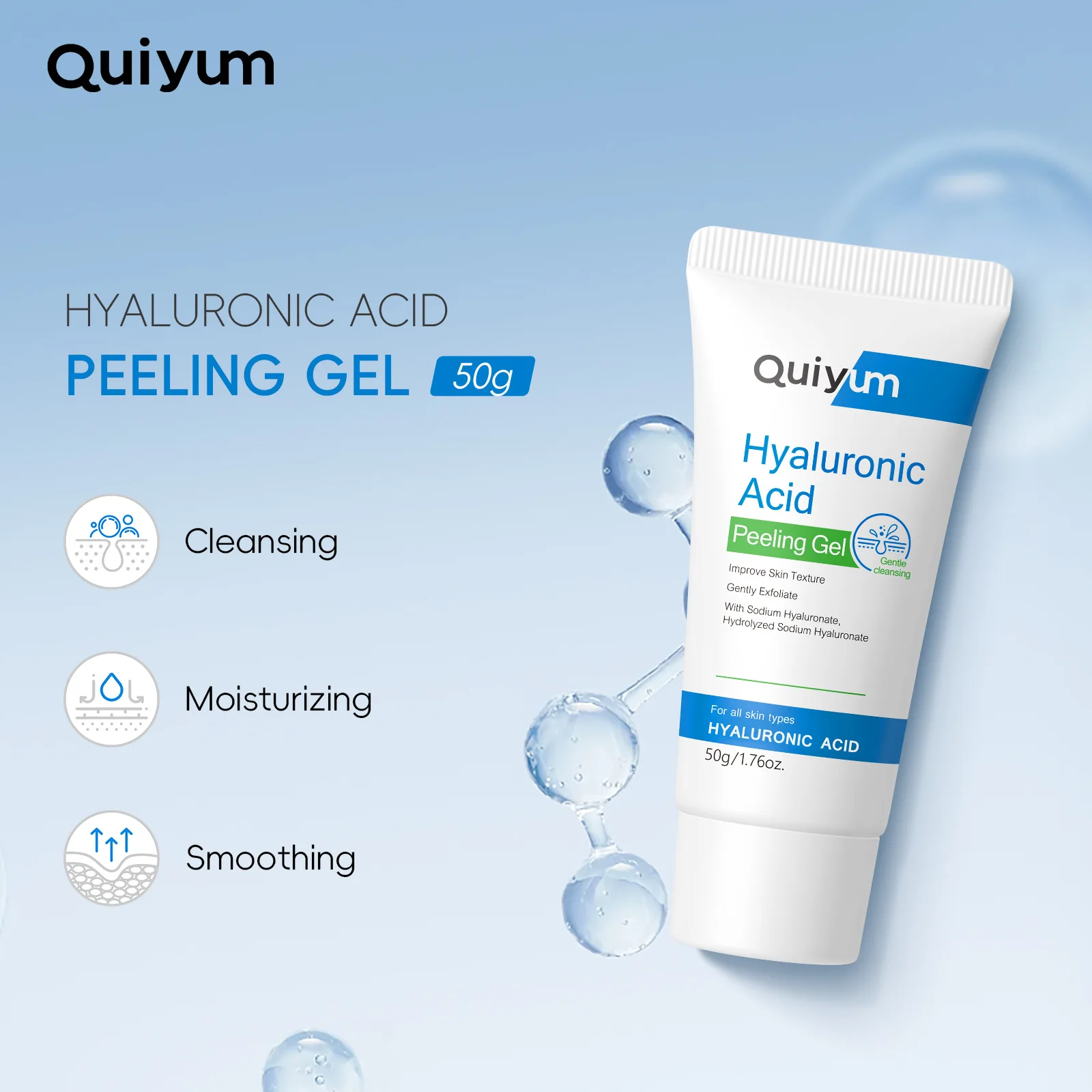 

Hyaluronic Acid Exfoliating Scrub 50g Cleansing Facial Skin Exfoliating Gel Facial Scrub Moisturizing Repair Scrubs Skin Care