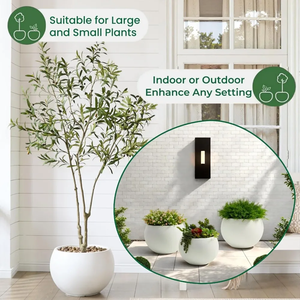 أصيص زهور مستدير كبير مع تصريف للنباتات الداخلية، قطر 19.3 × 13 ارتفاع، قابس سيليكون متضمن